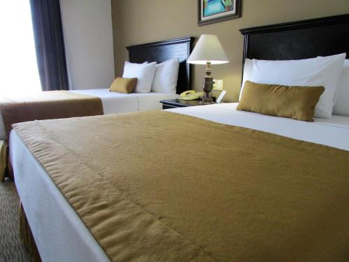 a hotel room with two beds and a lamp at Best Western Hotel Posada Del Rio Express in Torreón