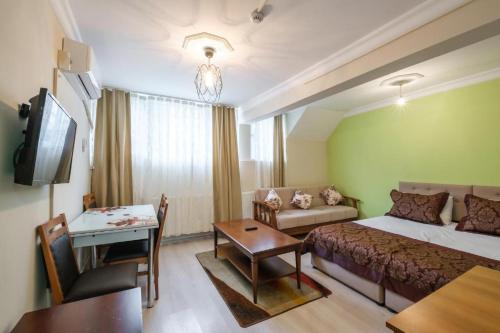 TV a/nebo společenská místnost v ubytování HagiaSophia Donat Suites