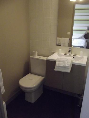 a bathroom with a toilet and a sink at Le Minotel in Vitré