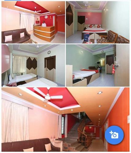 a collage of four pictures of a room at Omran by WB Inn in Rānchī