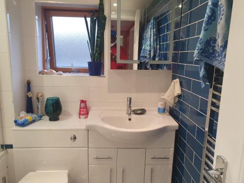 a bathroom with a sink and a mirror at Anerley-Crystal Palace in Sydenham