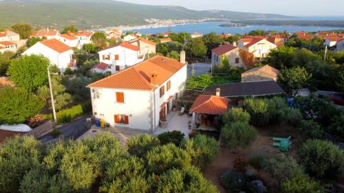 an aerial view of a village with a house at Holiday Home Lavanda in Kornić