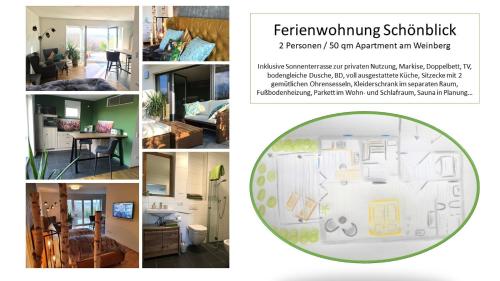 a collage of photos of a living room at Ferienwohnung Schönblick in Sommerhausen