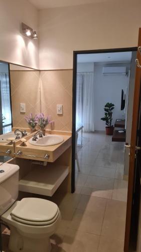 a bathroom with a toilet and a sink at Nidale Suites 2 in La Rioja