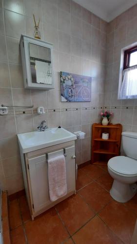 a bathroom with a white toilet and a sink at Ons Fontein in Langebaan