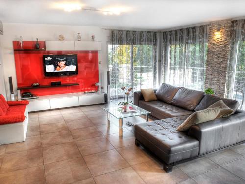 マトゥリにあるHoliday Home Nicole by Interhomeのソファとテレビのあるリビングルーム
