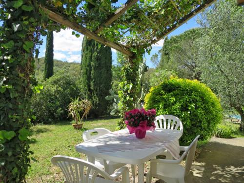 BraccagniにあるHoliday Home Calvello by Interhomeの白い椅子と花瓶