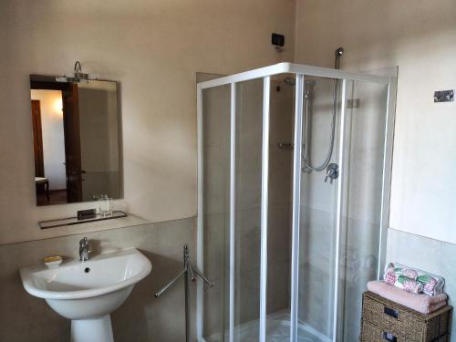 a bathroom with a shower and a sink at B&B Santa Cristina in Montichiari