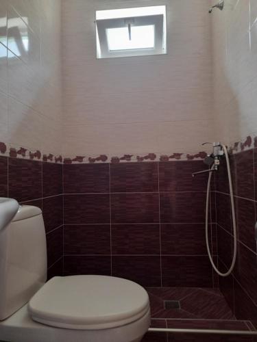 a bathroom with a toilet and a shower at Kera Guest House in Kazbegi