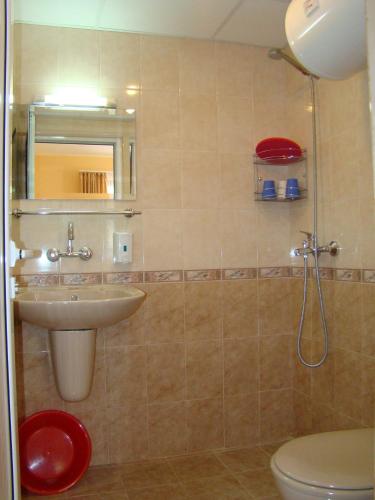 a bathroom with a sink and a toilet at Villa Shipkovo in Shipkovo