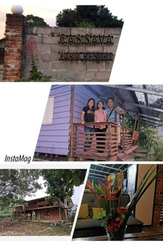 un collage de fotos de un edificio con una señal en Cassava Homestay - Rumah Santai, en Kampong Lamanak