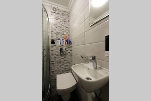 un bagno con lavandino e WC di Sarajevo Pearl a Sarajevo