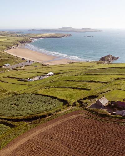 an aerial view of a beach and the ocean at Timber Hill - Parkfields in Haverfordwest