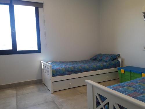 1 Schlafzimmer mit 2 Einzelbetten und einem Fenster in der Unterkunft sueño del chocon in Villa El Chocón