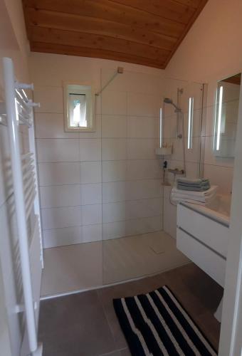 a bathroom with a shower and a sink at 't Nieuwe Nest in Kaatsheuvel