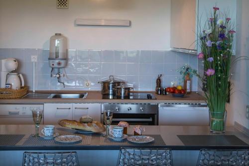 Kuchyň nebo kuchyňský kout v ubytování Ferienapartment Hoch hinaus