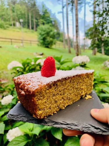 Garni Lago Nembia في سان لورينسو إن بانال: قطعة كعكة عليها قلب