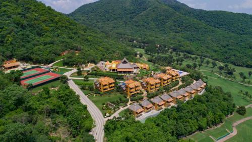 an aerial view of a resort in the mountains at El Corazón Golf & Spa Resort Manzanillo in Manzanillo