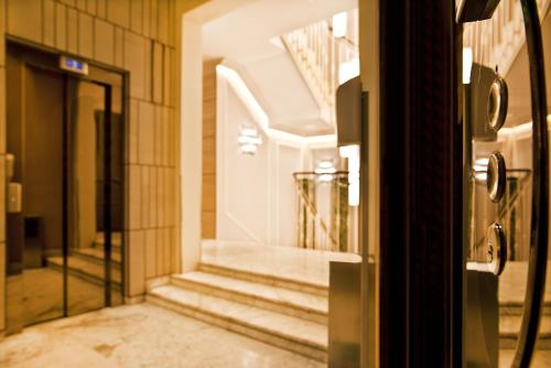 a view from a door of a building with a staircase at Preciados in Madrid