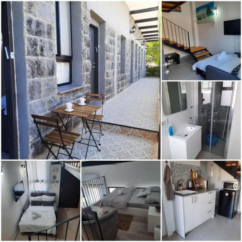 a collage of pictures of a room at יחידת אירוח בבית ורדי in Tiberias