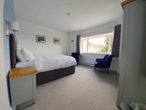 a hotel room with a bed and a window at Dingle Garden Townhouse in Dingle