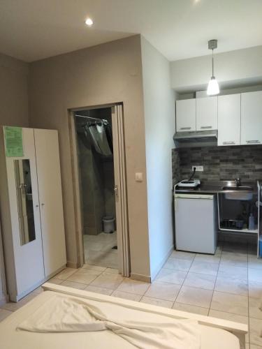 Kuchyň nebo kuchyňský kout v ubytování Miltos rooms