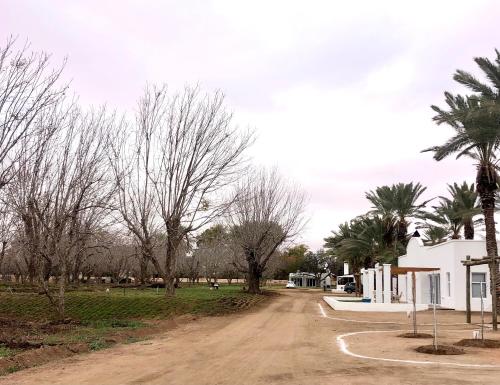 a dirt road in front of a house with trees at Gazelle Estate in Kakamas
