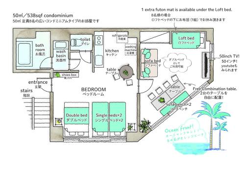 a floor plan of a villa with a pool at Izu no ie MOANA in Ito