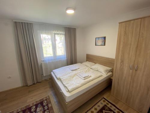 um quarto com uma cama e uma janela em Vila Zdravković Prolom Banja em Prolomska Banja