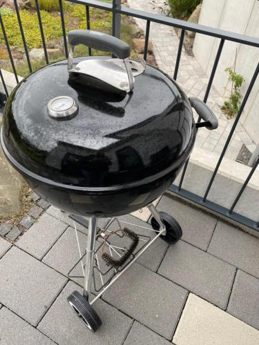 a wheel barrow with a phone sitting on top of it at Ferienhaus Eckeweg 1 in Waldeck