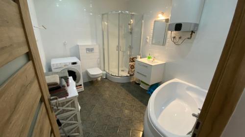 Kúpeľňa v ubytovaní Apartament Niebieski