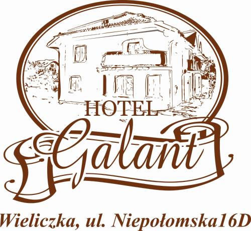 a sketch of a hotel garden with a picture of a building at Galant Hotel in Wieliczka