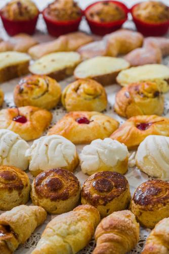 a bunch of pastries sitting on a baking sheet at Hotel Plaza Diana in Guadalajara