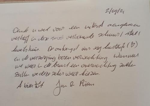 a handwritten letter on a white paper at LA GRANGE in Gien