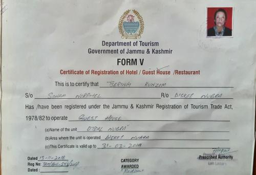 a rejection letter for the department of tourism government of kamchatka infantry regiment at Otsal guest house nubra in Deskit