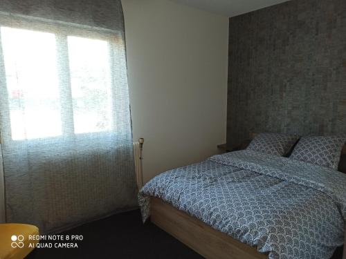 une chambre avec un lit et une fenêtre dans l'établissement Maison Victor Hugo, à Luxeuil-les-Bains