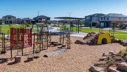 a park with a playground with a play equipment at Botanical Guest House in Mickleham