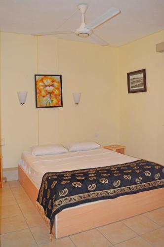 a bed in a bedroom with a painting on the wall at Maurer Loisirs Ltee in Trou aux Biches