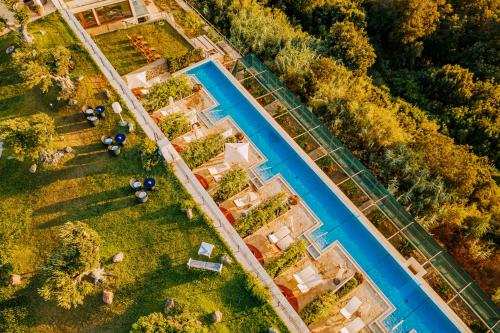 an overhead view of a garden and a swimming pool at San Montano Resort & Spa in Ischia