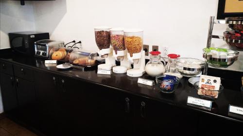 a counter top with some food ingrediants at Microtel Inn and Suites by Wyndham Toluca in Toluca