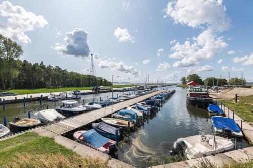 a group of boats docked in a marina at Marina Martinshafen in Sassnitz