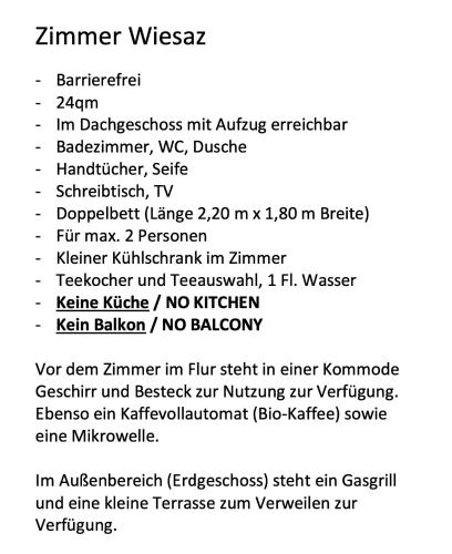 a screenshot of a cell phone screen with a list of commands at Ferienwohnungen und Zimmer in Reutlingen-Gönningen in Reutlingen