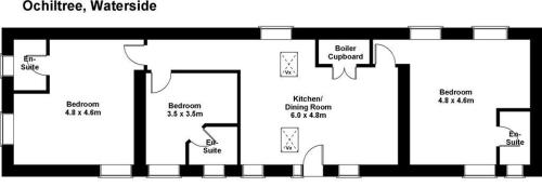 a black and white floor plan of a building at Ochiltree cottage in Newton Stewart