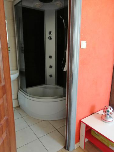 a bathroom with a bath tub in a room at Freedom in Uzhhorod
