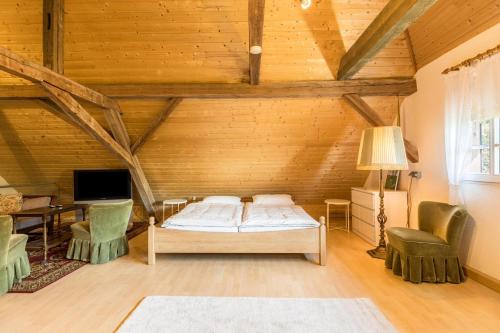 Uma cama ou camas num quarto em Der Lachenbuckhof
