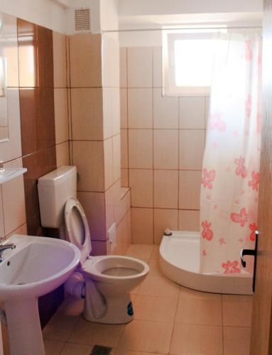 a bathroom with a toilet and a sink at Vila Bucura 19 in Venus