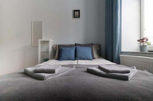 a bedroom with a bed with two pillows on it at Delis Apartments - Dluga Street 11/3 in Krakow