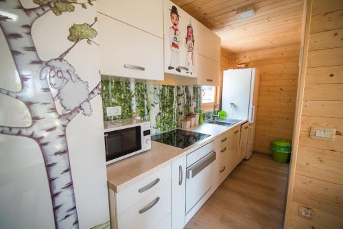 Kuchyň nebo kuchyňský kout v ubytování Glamping Krone Kolpa Heaven