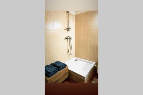 une salle de bain avec une baignoire et un lavabo dans l'établissement SUPERBE Appart à 2 min du vieux port, à Marseille