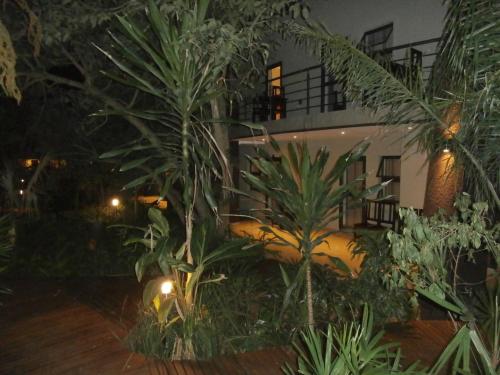 a resort with palm trees and a building at Forest Lodge in St Lucia